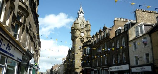 High Street and Town Hall, Hawick. Photograph by Graham Soult
